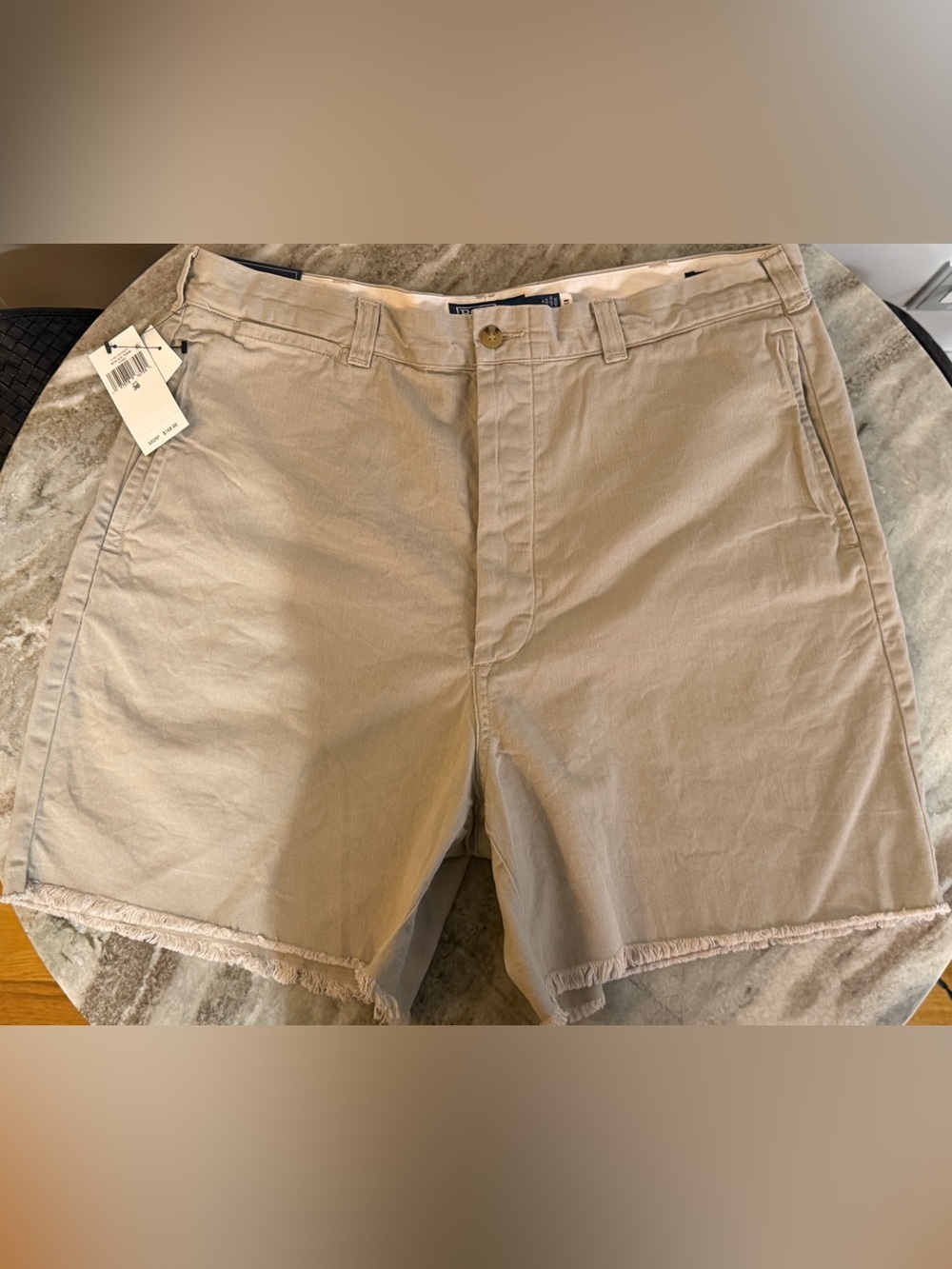 POLO RALPH LAUREN SHORTS CUTOFF $168 KHAKI TAN BEIGE CHINO NWT